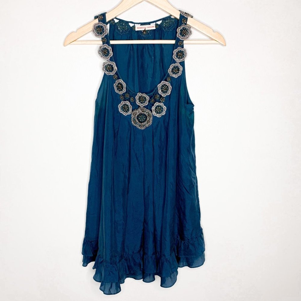 Rebecca Taylor 100% Silk Crochet Mini Dress, Size 8